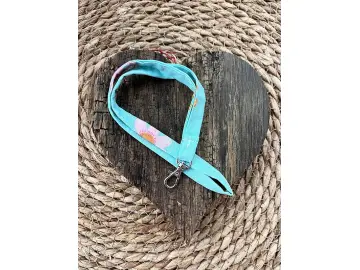 Schlüsselband Blumen türkis