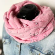 Loop-Schal Fleece rosa mit Stickerei