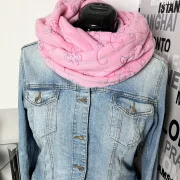 Loop-Schal Fleece rosa mit Stickerei